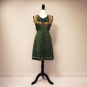 *Sold* VINTAGE | Beaded Green and Gold Dress
